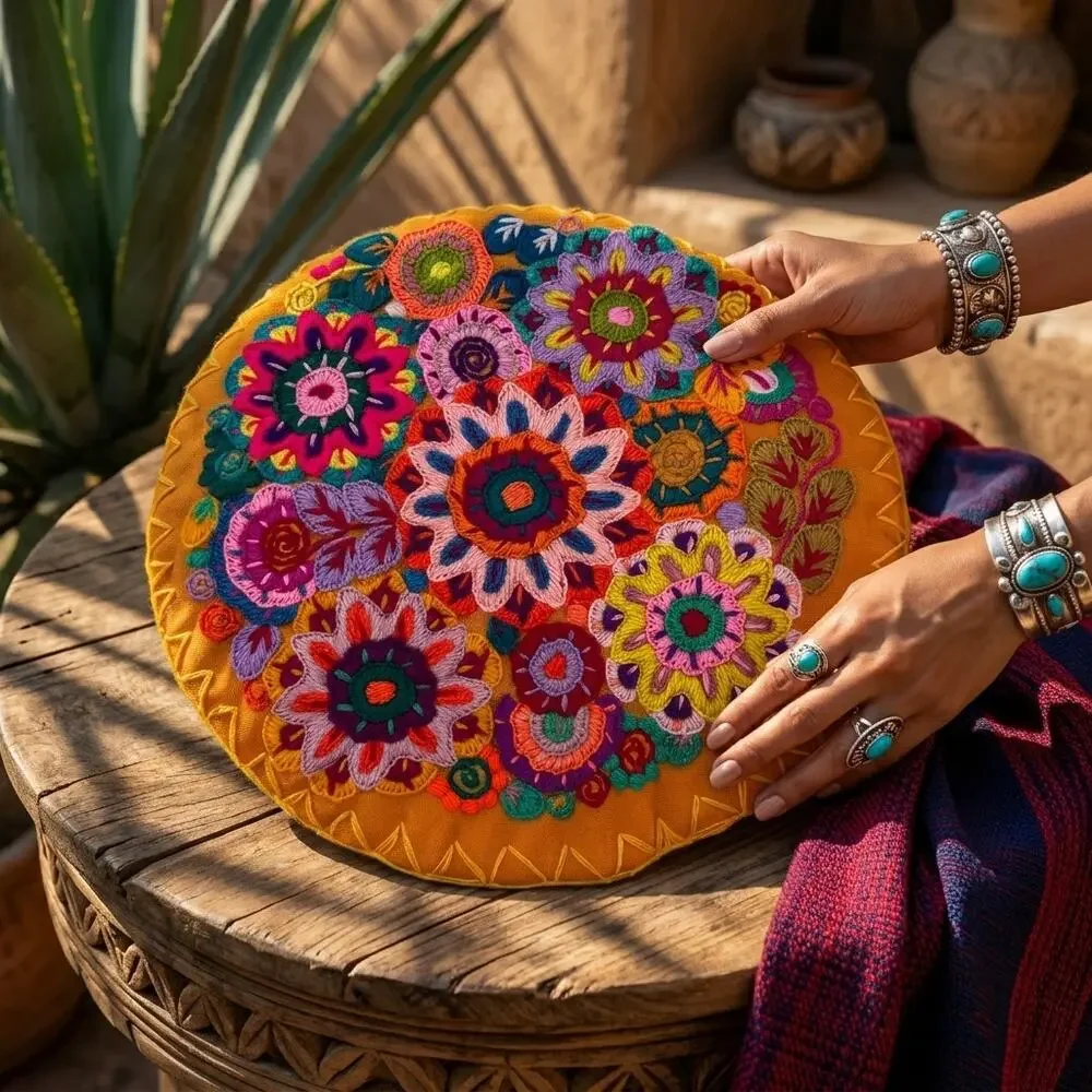 Mexican embroidered Tortillero tortilla warmer  10 in
